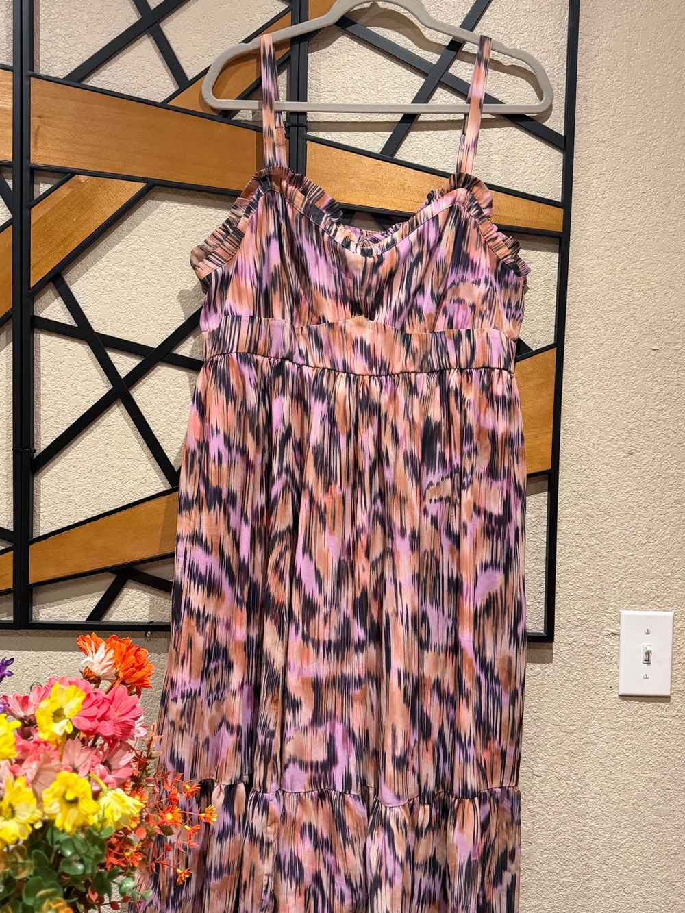 torrid Pink, Peach & Black midi chiffon